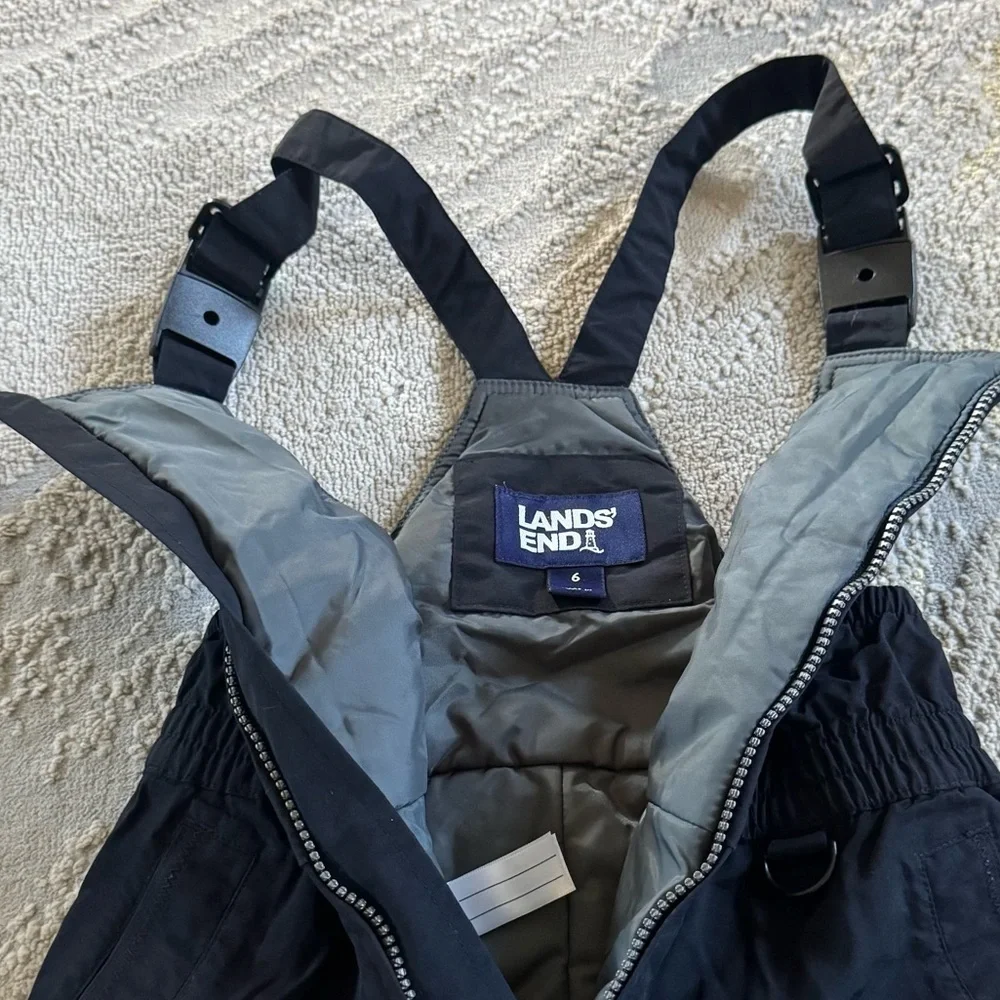 Lands End Squall black snow bibs overalls waterproof insulated  6